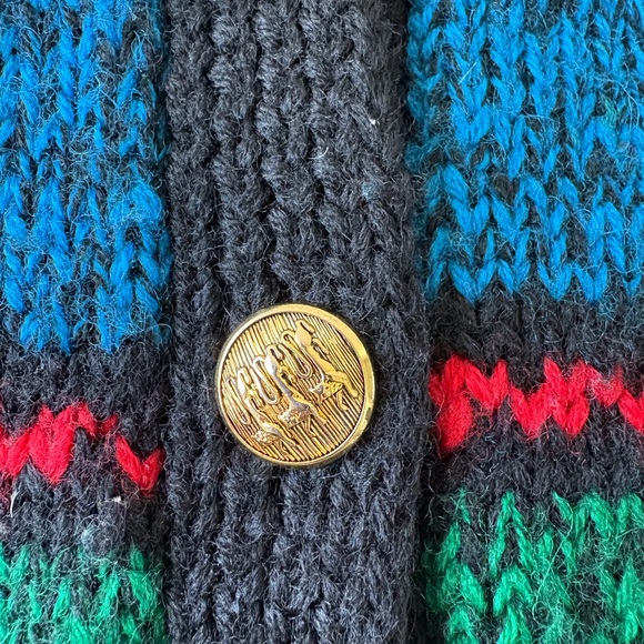Carlisle Sport Wool Vintage Size M Button Cardigan Block Tartan Pattern Colorful - Picture 5 of 7